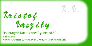 kristof vaszily business card